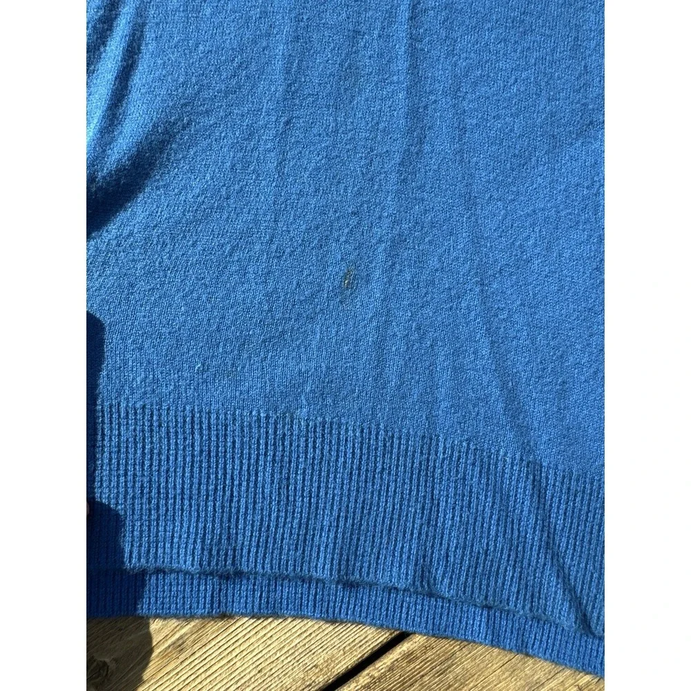 Vintage Izod Lacoste V Neck Sweater Blue Crocodile Logo Medium